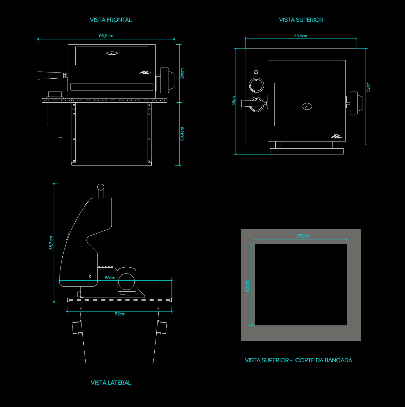 Medidas para embutir a EliteGrill